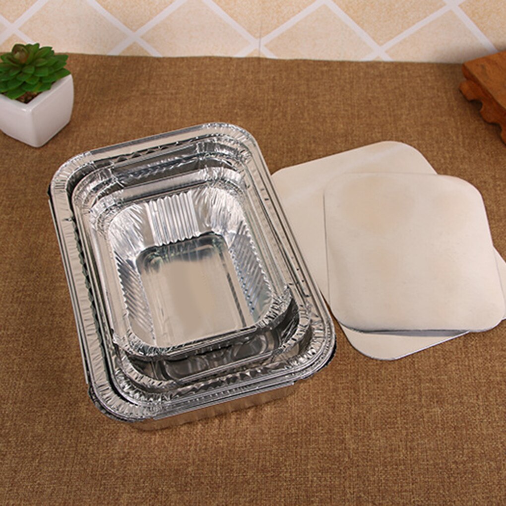 10pcs Rectangle Shaped Disposable Aluminum Foil Pan Take-out Food Containers with Aluminum Lids/Without Lid