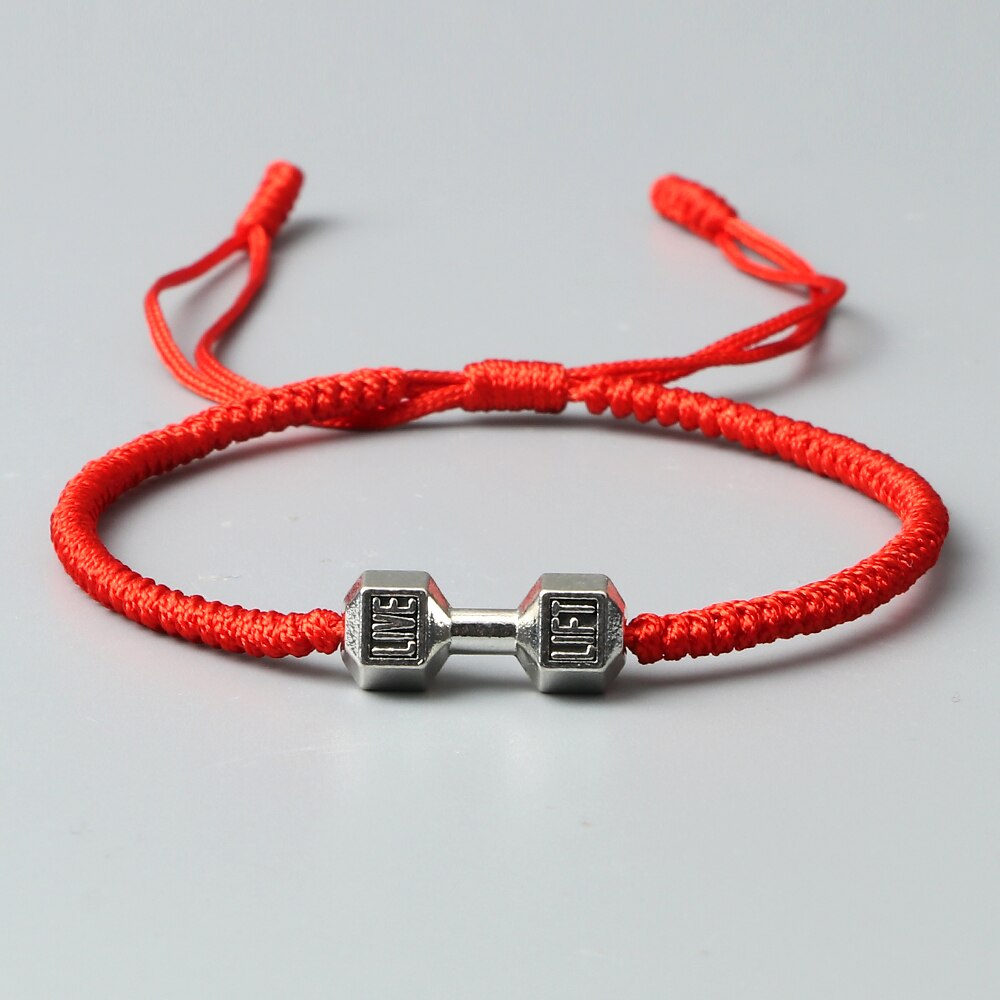 Bracciale intrecciato con ciondolo con manubri energetici Bracciale regolabile in corda di nylon fatto a mano da donna Preghiera Coppia Bracciale Gioielli Regalo Moda