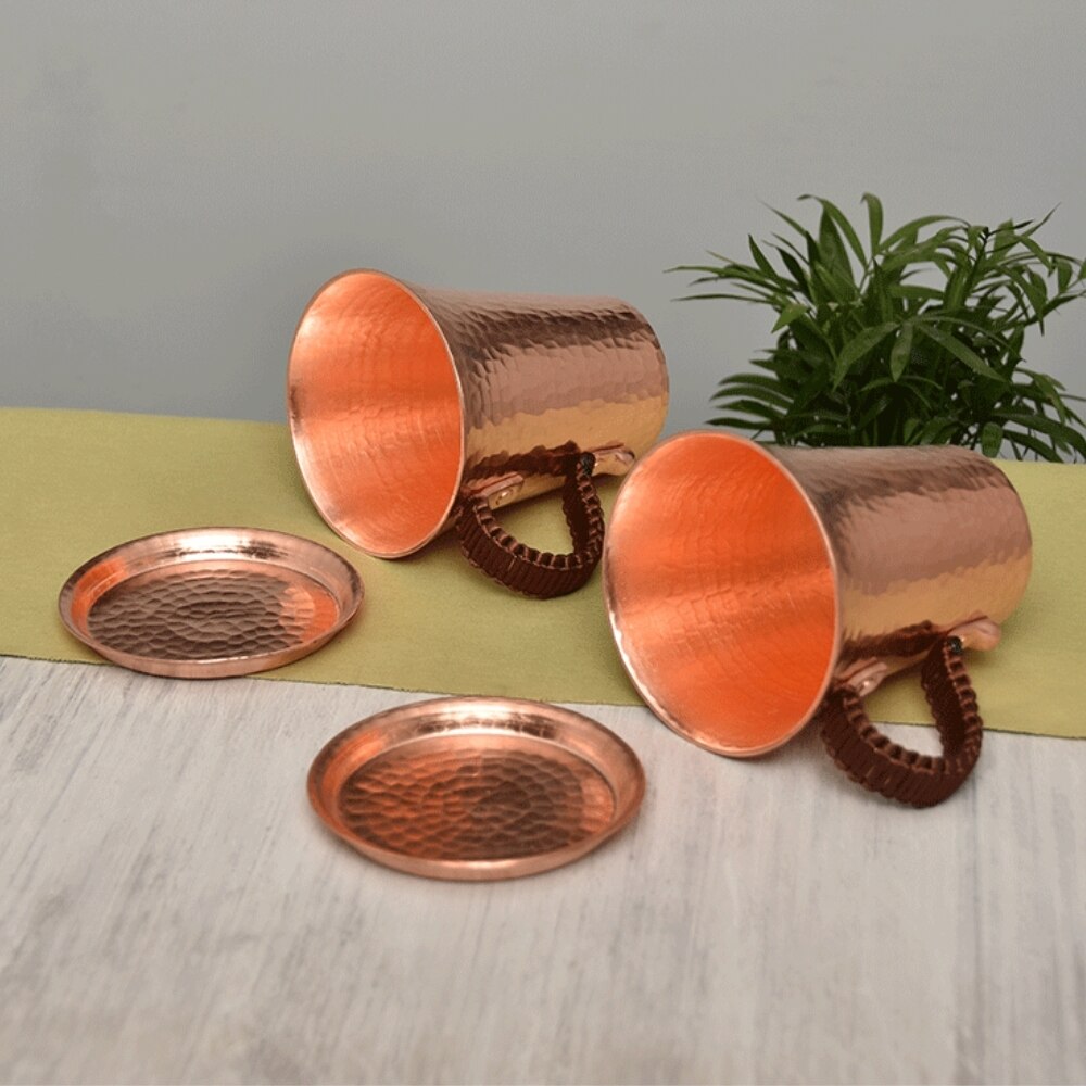 Tasses de café de bière en cuivre pur fait main 350ML martelées tasse de Mule de moscou