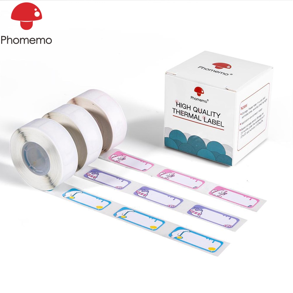 Phomemo Printable Square Self-Adhesive Paper for Phomemo D30 Label Printer-3 Rolls of 390 Labels Paper 14x50mm Stickers Paper