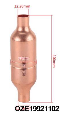 Kobber kjøleskap filtertørker 18.5mm/28mm/30mm diameter: Lysegrå