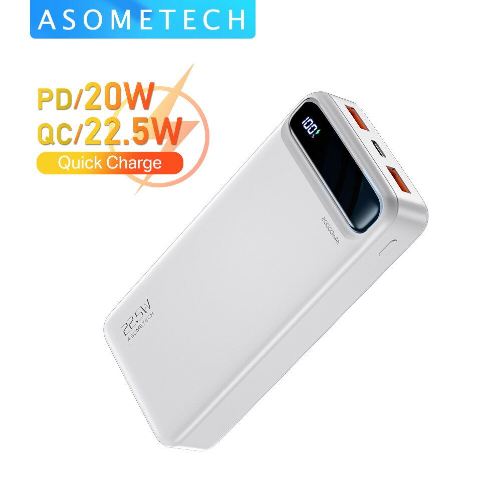 Power Bank, 20000mAh, 10000mAh External Battery for Phone Powerbank, External accumulator, Quick Charge, USB, 22.5W SCP PD 20W