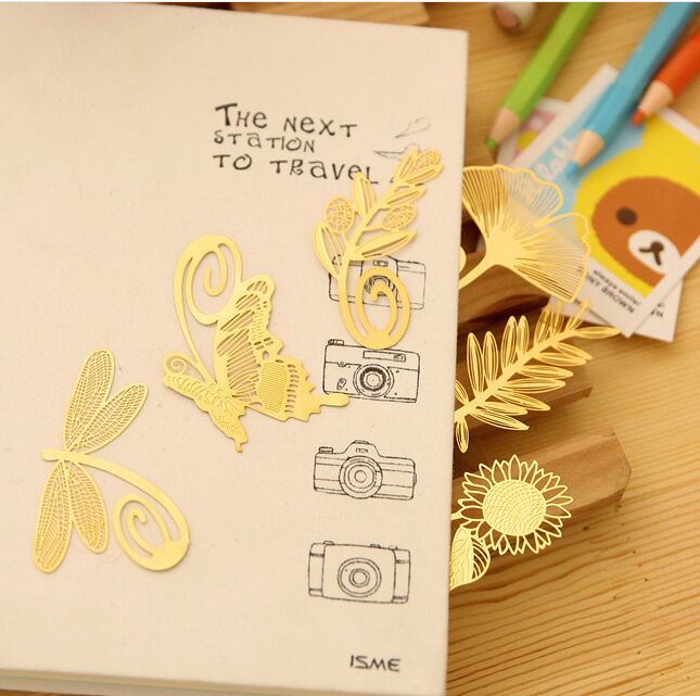 1 Uds. Marcapáginas bonitos Kawaii dorados y animales, marcapáginas creativos de Metal para libros, productos creativos de papel, papelería