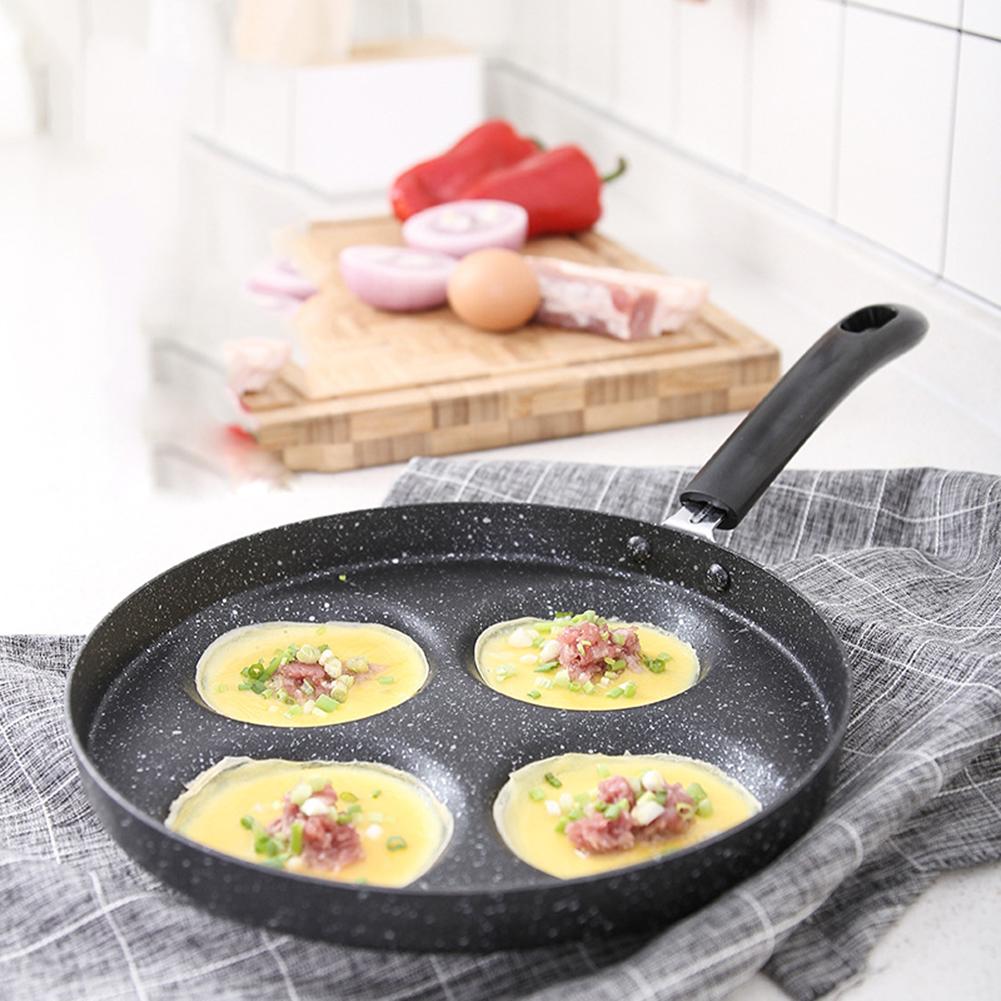 Mini Anti-aanbak Koekenpan Vier-Gat Platte Koekenpan Bodem Aluminium Vaatwasmachinebestendig Koken Pan Set Voor Ontbijt ei Pannenkoek