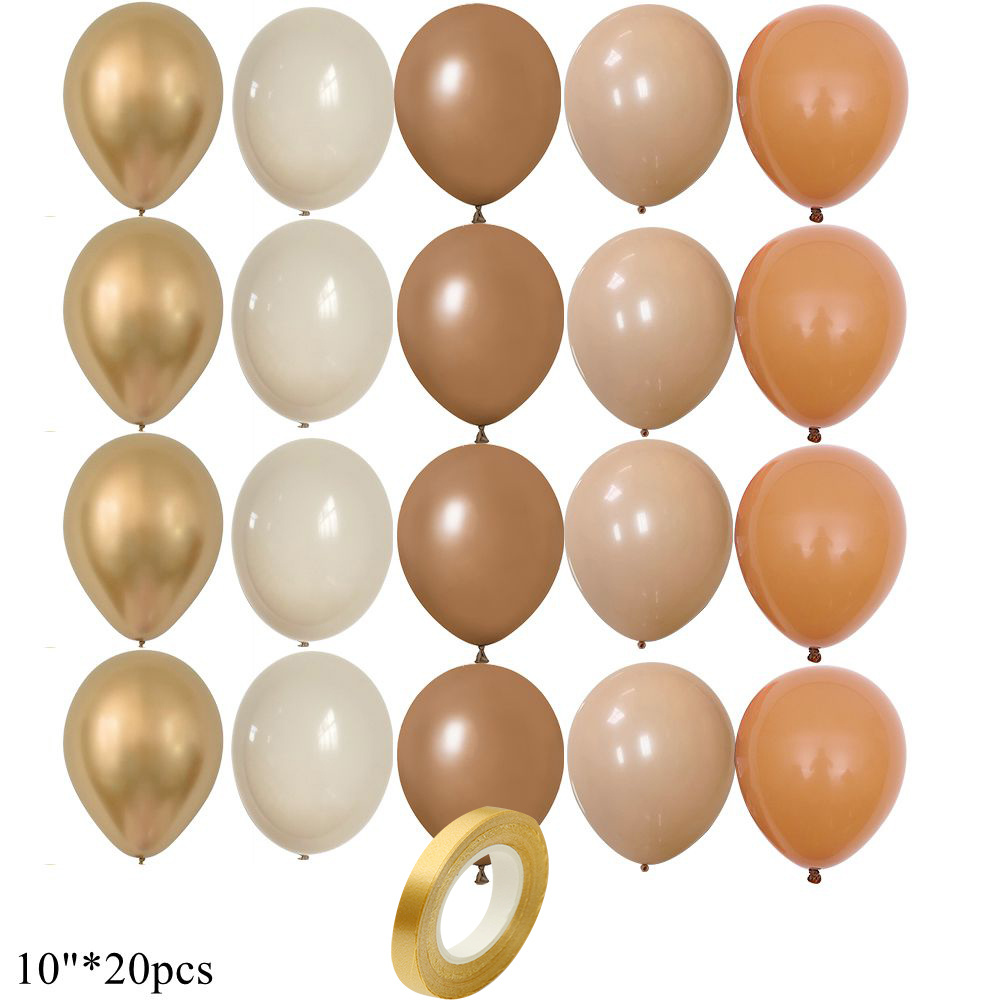 15/20PCS 10inch Balloons Vintage Retro Khaki Caramel Balloon Set for Wedding Anniversary Birthday Party Decoration DIY Supplies: Laser