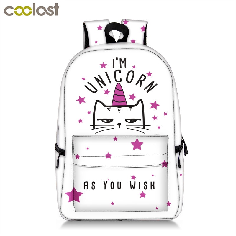 Kawaii Kätzchen Einhorn Rucksack Für Teenager Mädchen Cartoon Katze Kinder Schule Taschen Frauen Reisen Rucksack Kinder Buch Tasche Beste