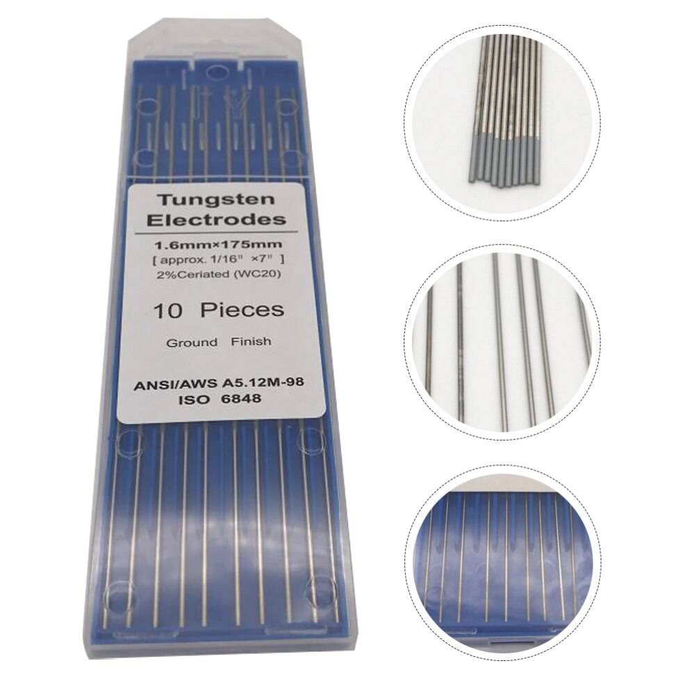 Electrodos de tungsteno duradero Ceriated WT20, electrodo de soldadura para soldadura TIG Arc MIG, 1 paquete: Silver 2