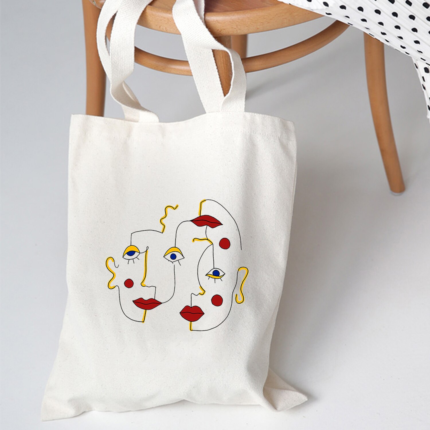 Women Canvas Bags Aesthetic Art Printing Tote Shopping Bags Casual Cloth Shoulder Bag for Girls Korean Ladies Shopper Bags