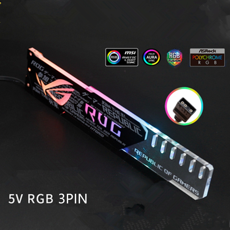 Symphony AURA graphics card bracket RGB belief lamp graphics card fixed support bracket companion computer light pollution decor: ROG 5V 3PIN