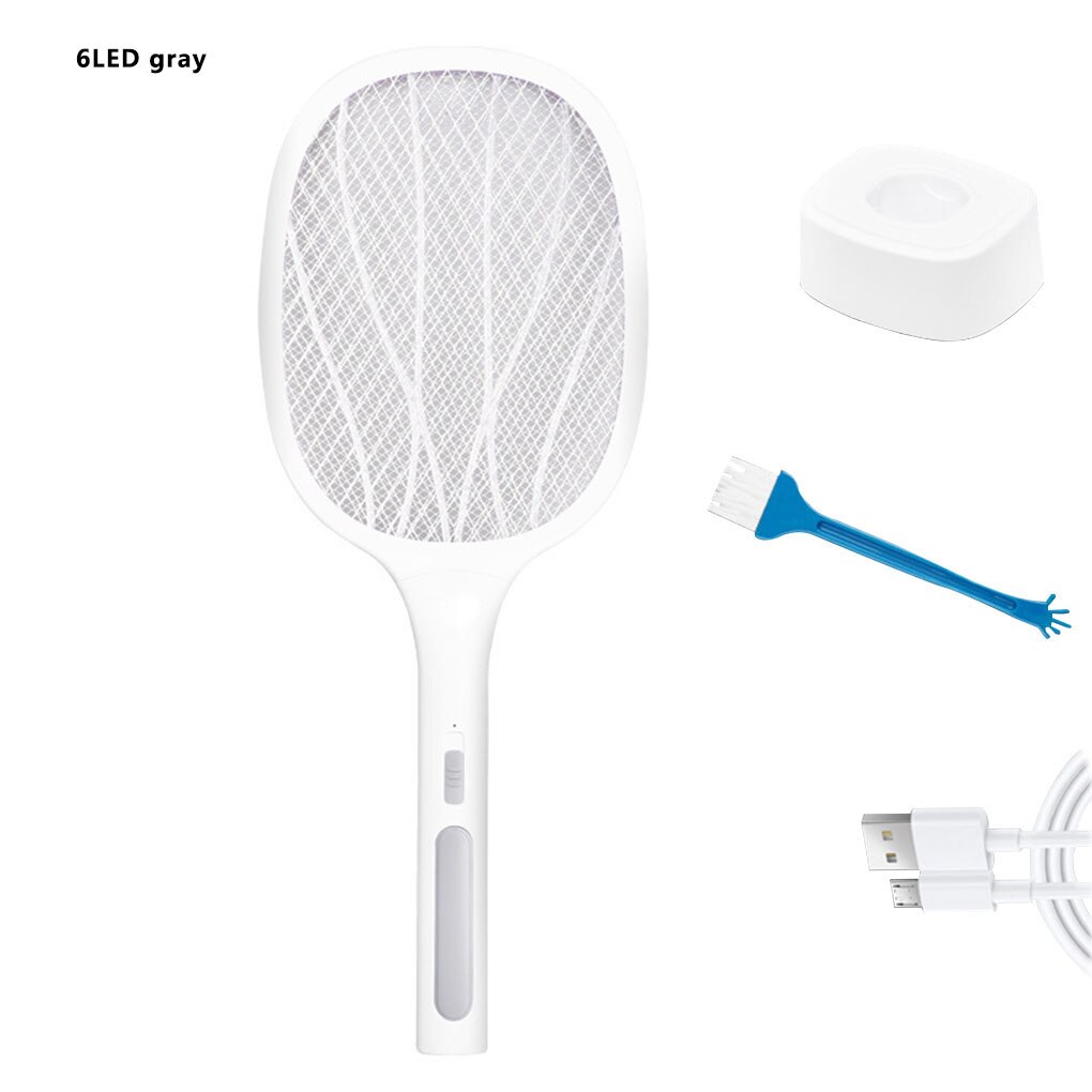 Raquette anti-mouches électrique, lumière UV, Rechargeable par USB, lampe LED, piège à moustiques d'été, raquette anti-insectes: NO.04