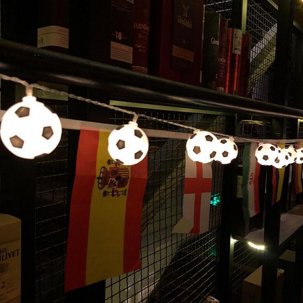 USB/Battery Powered LED Soccer Balls String Light Fairy Football Garland Light for Home Bedroom Theme Party Xmas Decoration: White / Battery Powered / 6M 40LEDs