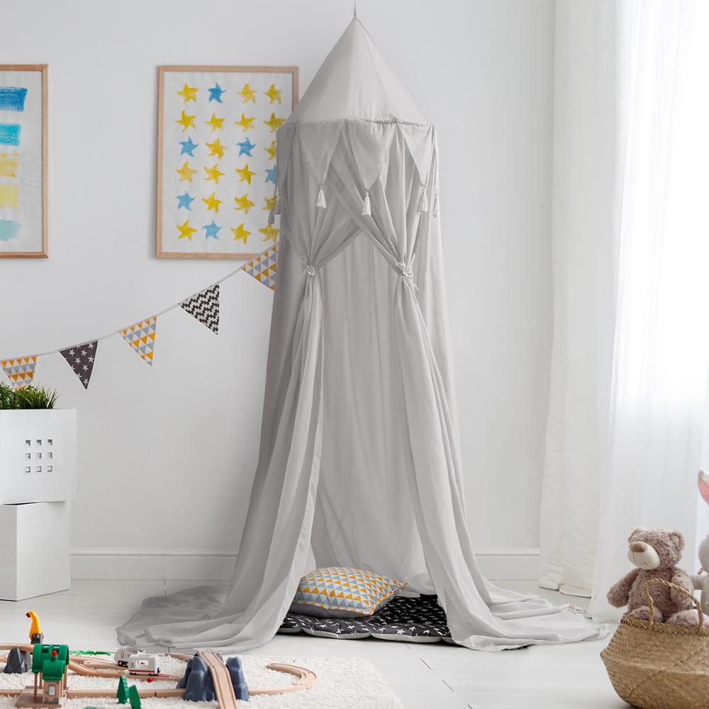 Hängen Baby Bett Baldachin Bettdecke Moskito Netz Krippe Netz Zelt Vorhänge Zelt Vorhang Bettwäsche Runde Kuppel Zelt Chiffon Zimmer Dekor: hell grau