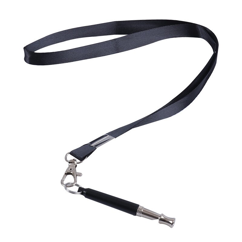 Sifflet d&#39;entraînement pour animaux domestiques, flûte ultrasonique réglable en acier inoxydable, pour chiens obéissants, porte-clés de Train, fournitures pour animaux de compagnie: Black with rope