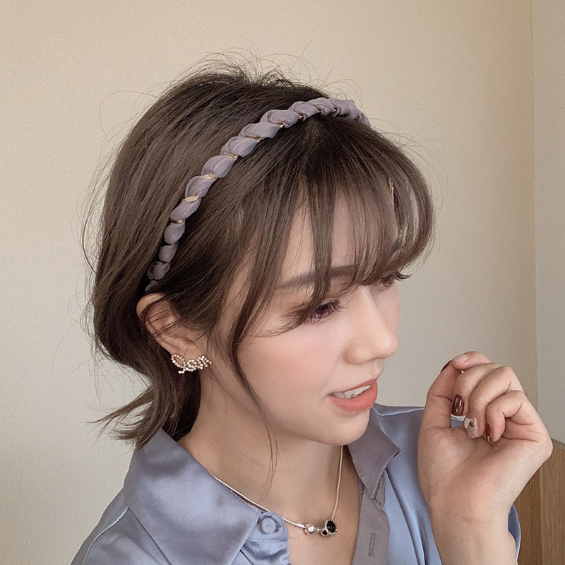 Diademas de Organza para mujer, bandas de aro para el pelo tejidas cruzadas, de Corea, diadema de Metal de Seda brillante, accesorios para el cabello para niñas, turbante