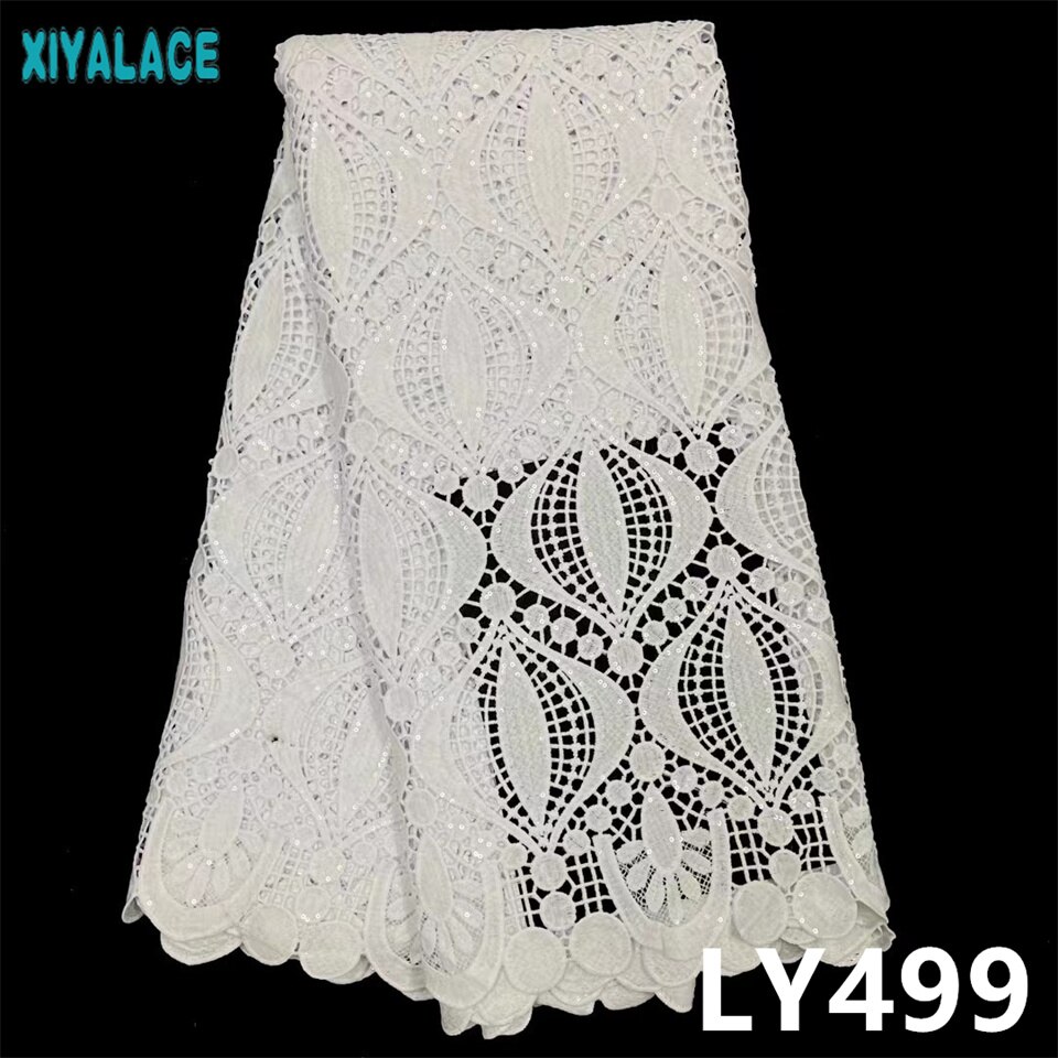 Arrivals Milk Silk Lace Fabric Pure White African Tissue Cord Laces Fabrics for Woman Sewing Nigerian Lace Fabric LY499: LY499-6