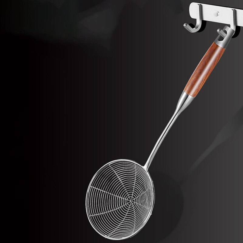 1 Pcs Stainless Steel Wooden Handle Spider Web Strainer Colander Ladle Skimmer Slotted Spoon Kitchen Cooking Tools