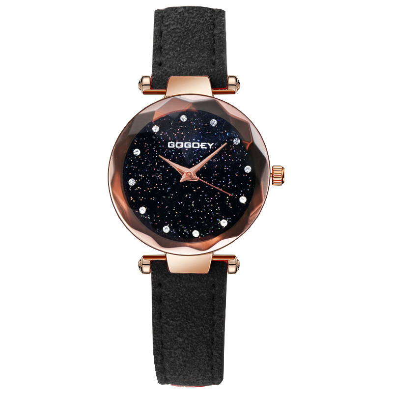 Gogoey frauen Uhren Leder Armbanduhr Frauen Uhren Damen Uhr Mujer Bajan Kol Saati Montre Feminino: black 2