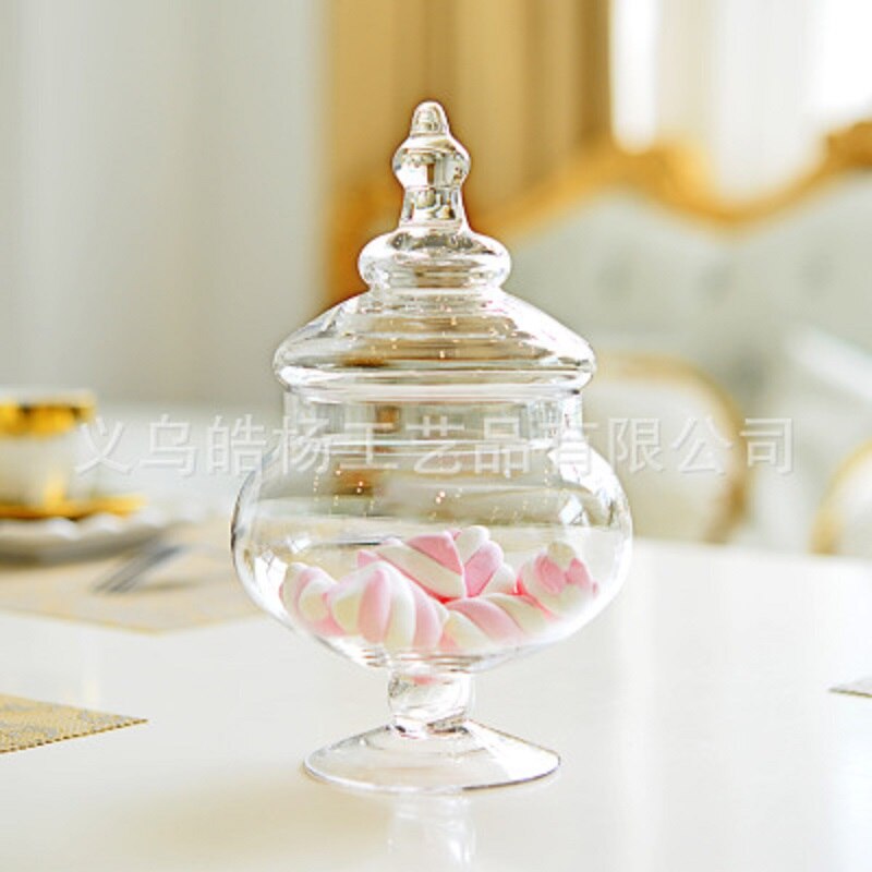 Handmade Glass Jars Mason Jar Sugar Bowl Glass Container Cookie Jar Wedding Candy Pot Chrismas Decoration For Home: C Model