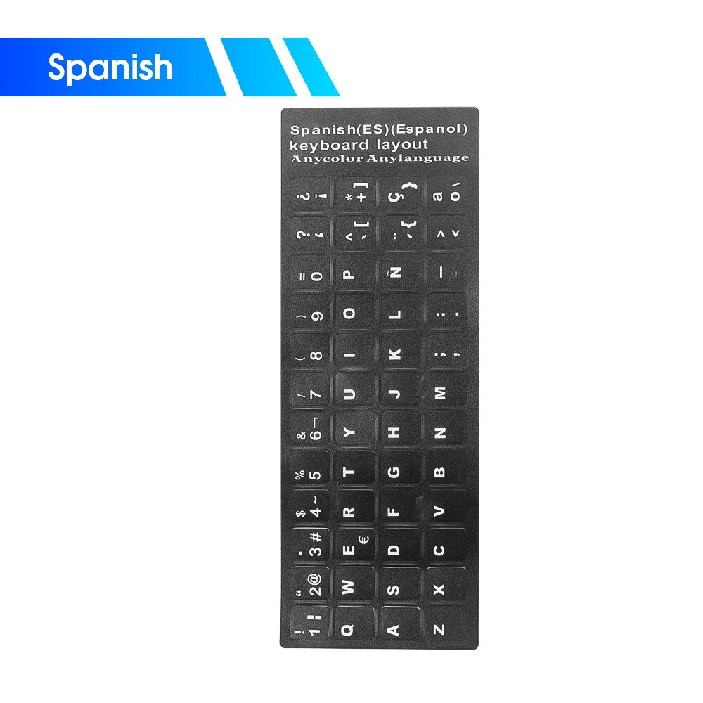 Kebidumei Russian Keyboard Stickers Waterproof French Russia Spanish Sticker For Notebook Computer Desktop Keyboard Covers: Spanish