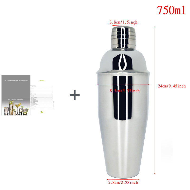 Cocktail Shaker Set 11 Piece, Stainless Steel Bartender Kit Martini Mixing Bartending Bar Tool Set with Cocktail Recipes Booklet: 750ML Cup