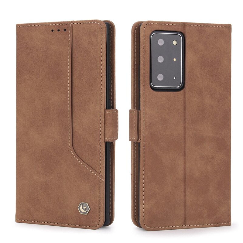 Luksusowe skórzane etui do Samsung Galaxy Note 20 Ultra 10 9 Plus + Note20ultra magnetyczne klapki portfel karty torby na telefony pokrywa Coque: For Galaxy Note9 / Brown