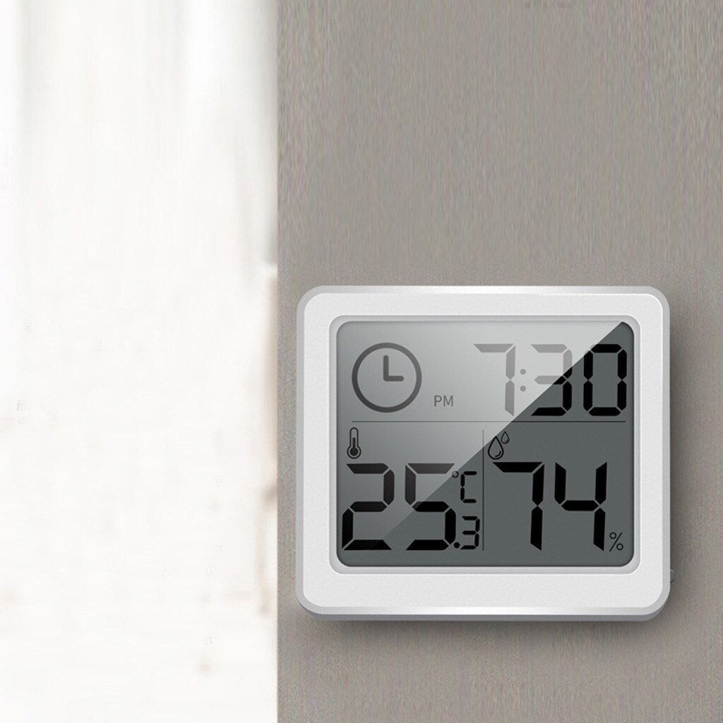 Digital LCD Thermometer Hygrometer Humidity Meter Room Indoor Temperature Clock Thermometer Hygrometer Gauge Fridge Thermometers