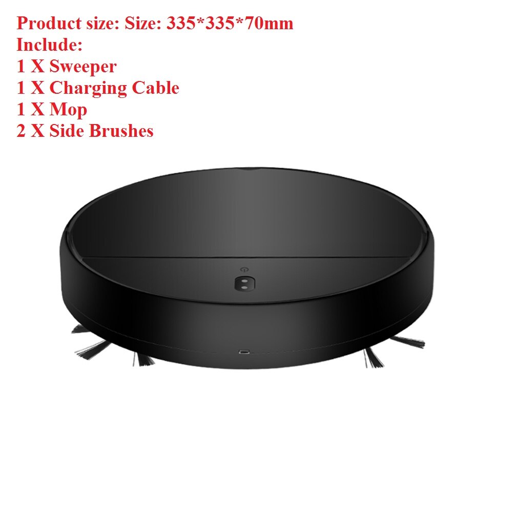 Robot Cleaner Vacuum USB Charge Cleaning Automatic Home Dry Wet Floor Smart Sweeper Sweeping Mopping Sweeping Suction Tool: Black A