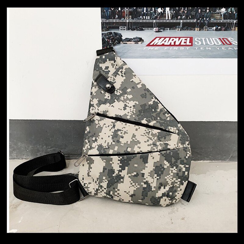 Mannen Reizen Zakelijke Fino Tas Inbraakpreventie Schoudertas Holster Anti Diefstal Beveiliging Band Digitale Opslag Borst Zak ZF10097: Camouflage gy Left
