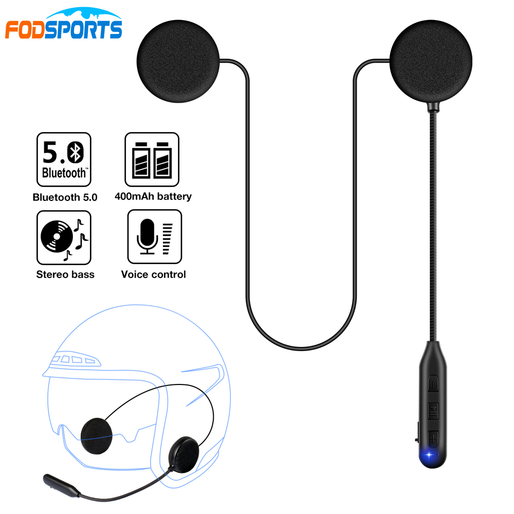 Fodsports HM-1 Motorhelm Headset Draadloze Bluetooth Hoofdtelefoon Bt 5.0 Met Fm Headset Stereo Muziek A2DP Speaker 400 Mah