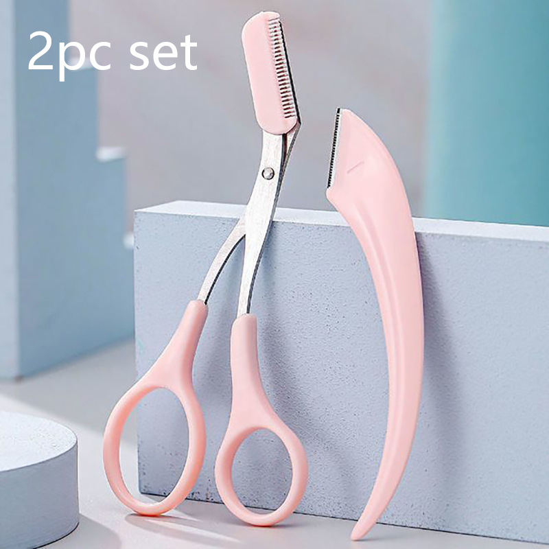 Maquinilla de afeitar para cejas, tijeras recortadoras de cejas, productos de belleza para mujeres, tijeras para cejas con peine, herramientas de maquillaje de belleza de acero inoxidable