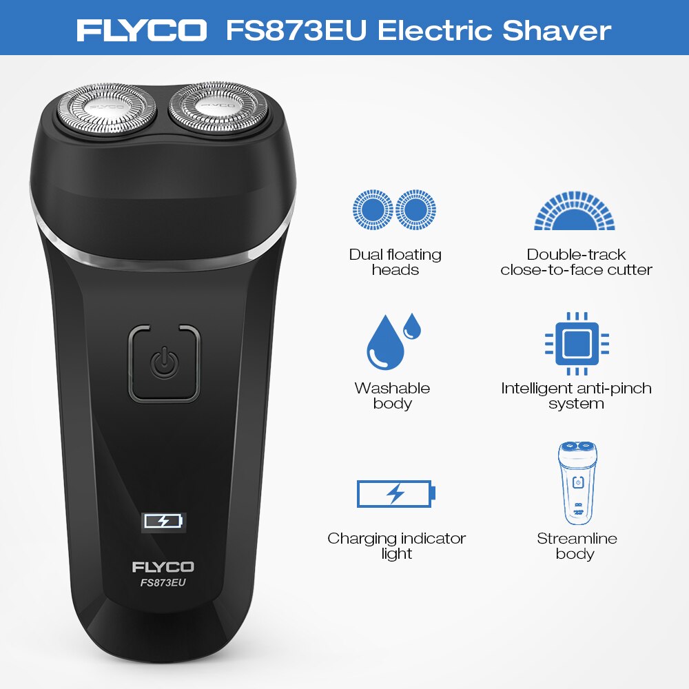 Flyco FS873 Oplaadbare Elektrische Scheerapparaat Scheerapparaat Voor Mannen Wasbare Baard Trimmer 100V - 240V Veilige Gezichtsverzorging Scheren machine
