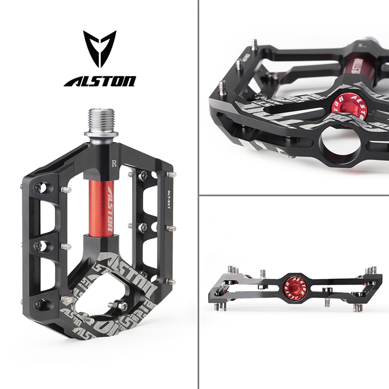 Alston Non-Slip Mountain Bike Pedals,Ultra Strong Colorful Cr-Mo CNC Machined 9/16" 3 Sealed Bearings for Road BMX MTB Fixie Bik