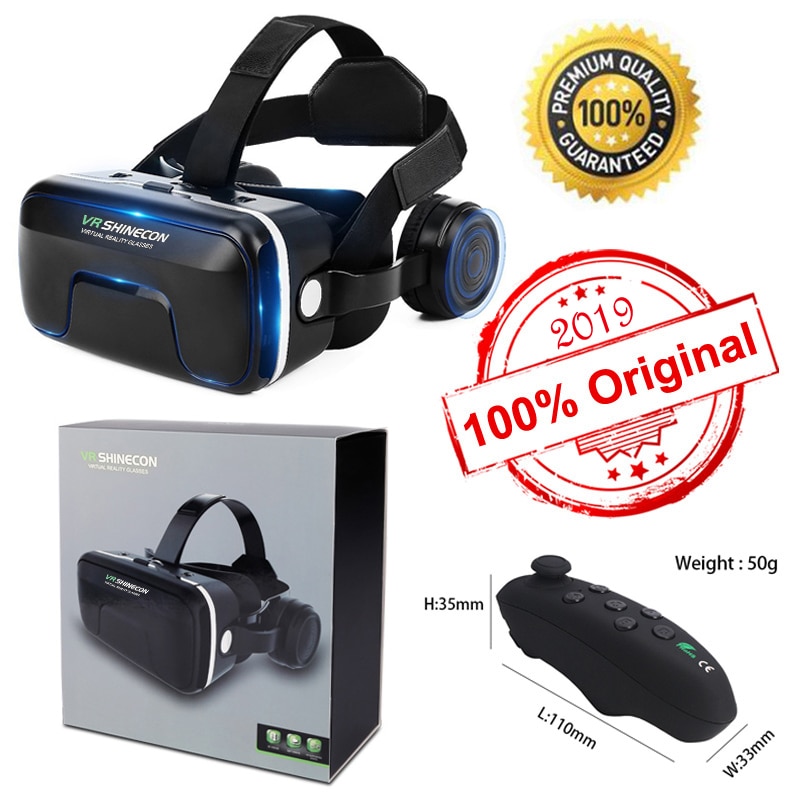 Shinecon Upgraded Z4 VR Large Viewing Immersive Experience Vr box 3D Virtual Reality Glasses with Stereo Headphone with gamepad