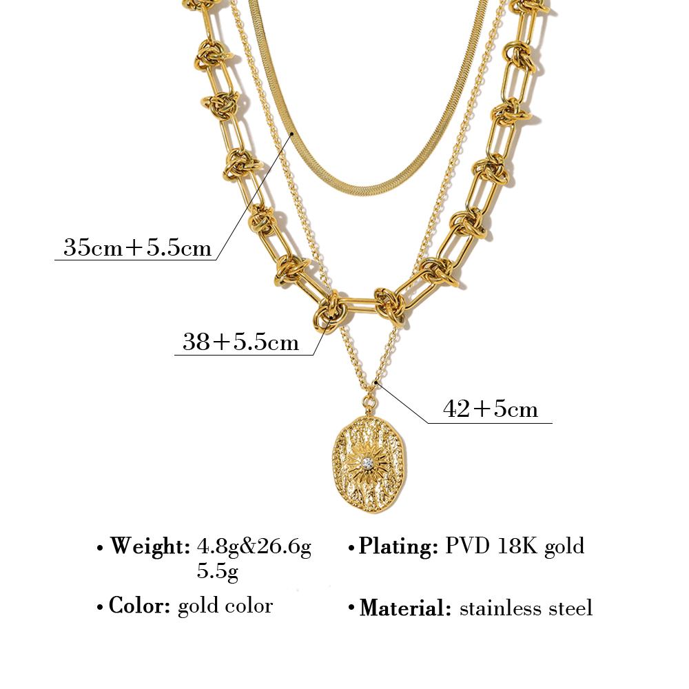 WILD & FREE Collar de acero inoxidable chapado en oro de 18k mujer cadena gruesa accesorios impermeables de joyería de punk