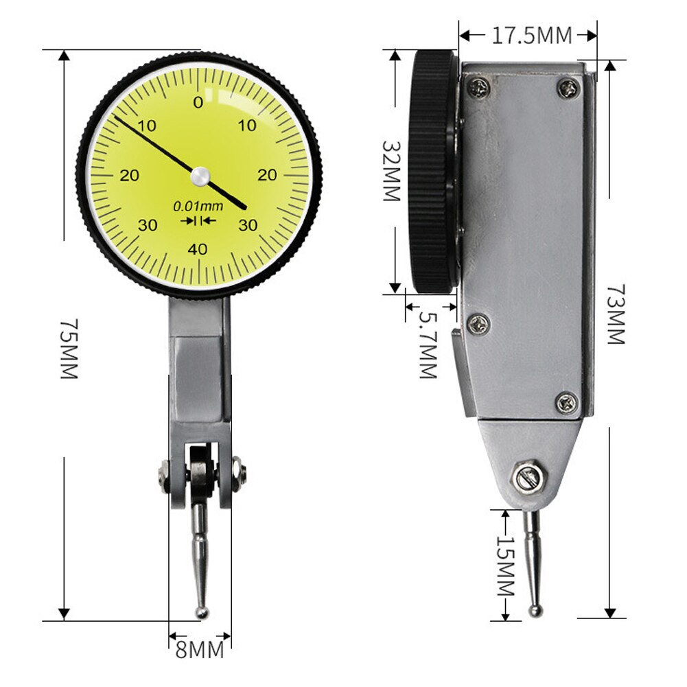 0-0.8mm Leverage Dial Indicator Level Gauge Scale 0.01mm Precision Dial Test Indicator Dial Indicator Measuring Instrument Tool