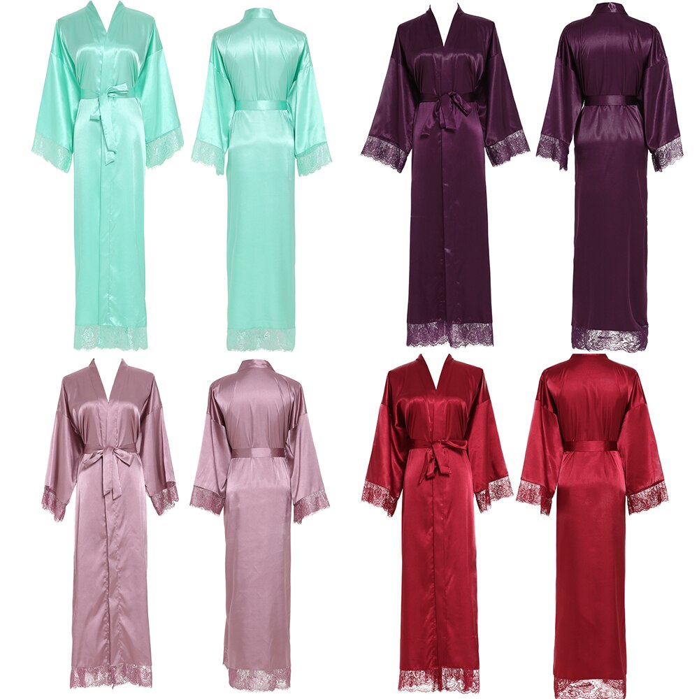 Women Long robe Satin Robe Bridal Robe Bridesmaid Robes Lace Robe Wedding Robe Sleepwear Bathrobe Dressing Long Gowns