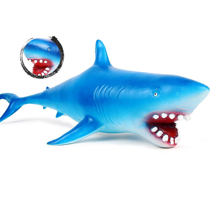 Sea Life Savage Whale Shark Lifelike Baby Shark Toy Anti Stress Squeeze Big Shark Collection Toy for Kid: blue shark