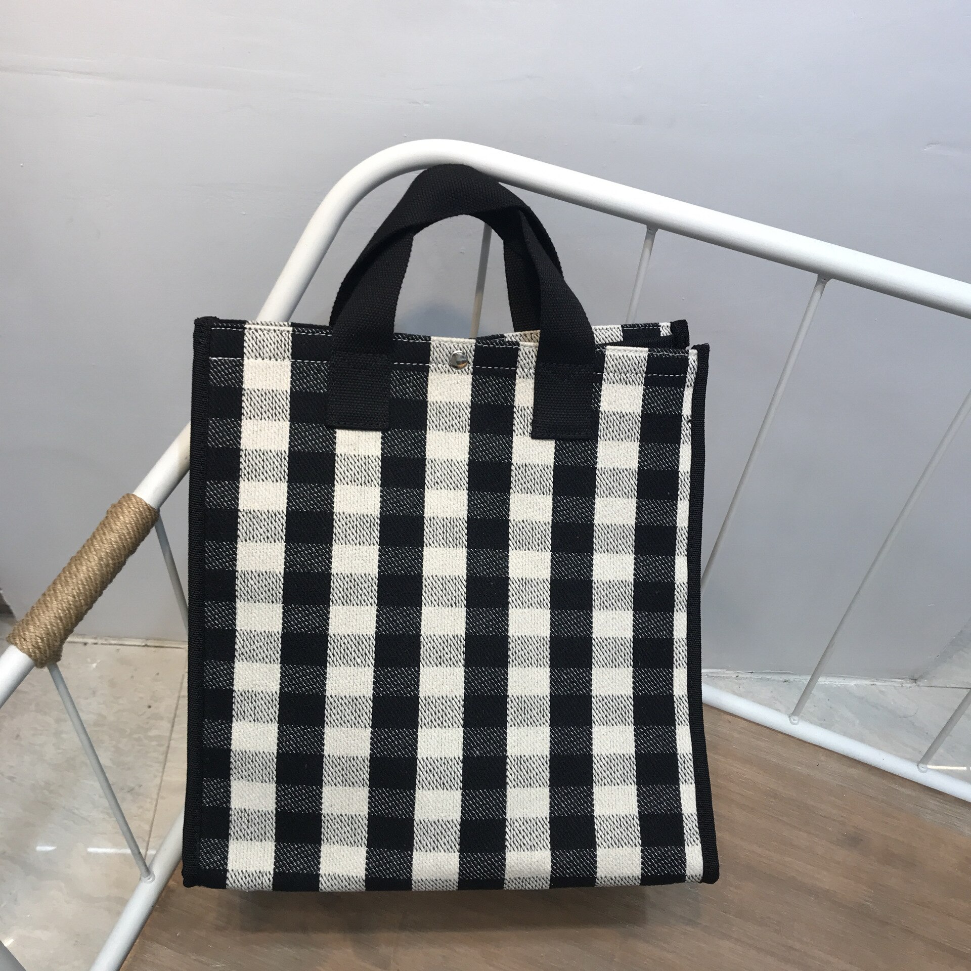 Kvindelig lærredstaske kvinder skulder studerende bulk miljømæssig bærbar indkøbstaske vandtæt indkøbstaske: Sort