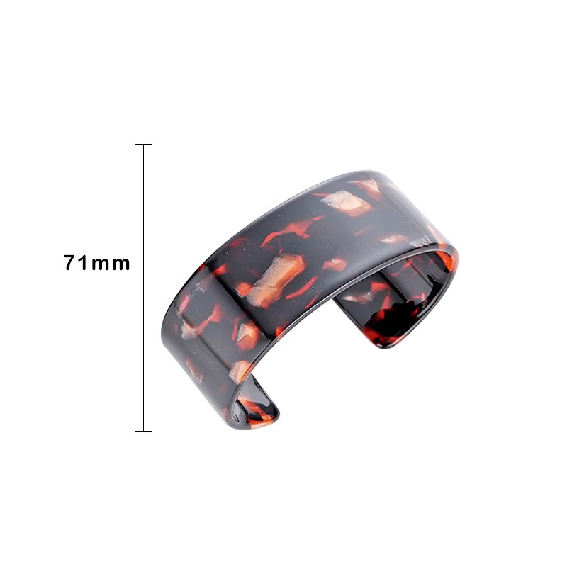 Tortoiseshell Cuff Acrylic Wide Bangles Bracelet For Women Vintage Resin Leopard Round Trendy Wedding Jewelry One Piece: 004