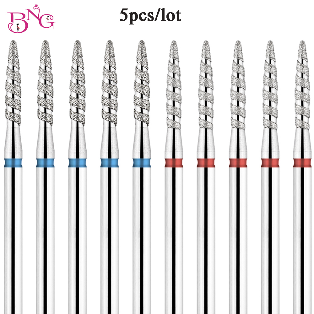 5 unids/lote brocas de diamante para uñas Tornado llama cutícula broca Pro brocas de archivo eléctrico ruso para manicura y pedicura de uñas 3/32''