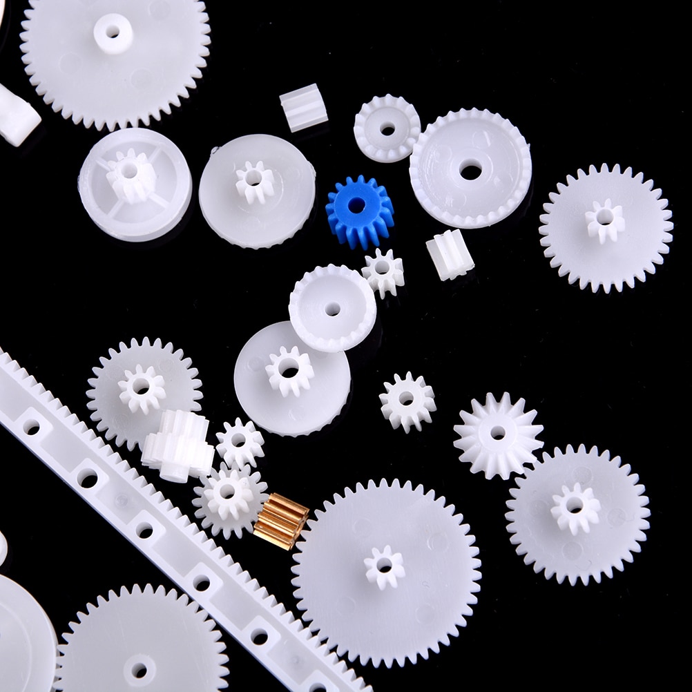 60 Pcs/set Plastic DIY Gear Set Rack Pulley Belt Worm Single Double Gears