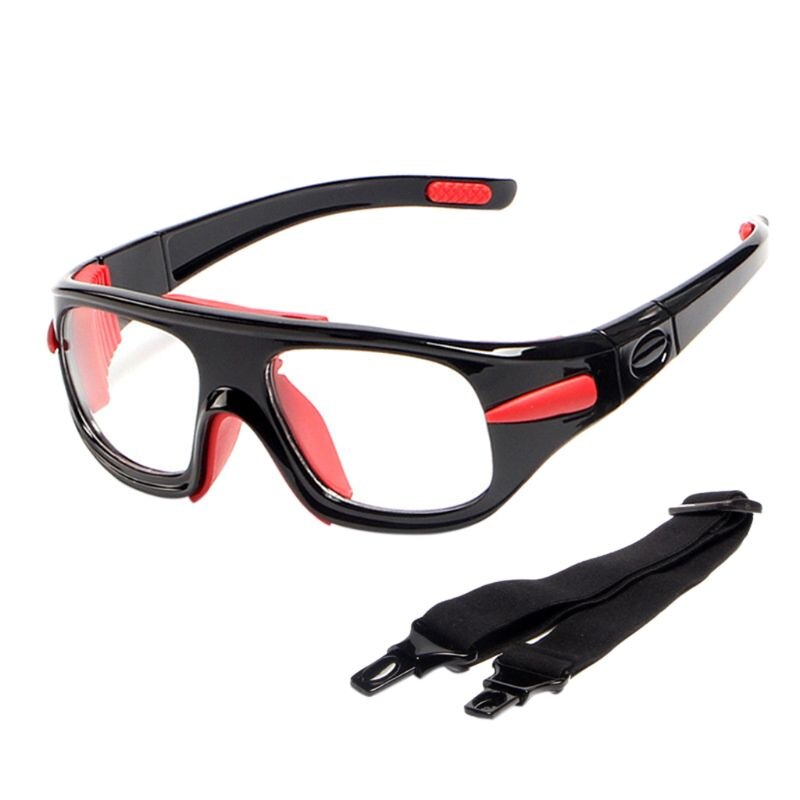 Sportsbriller basketball fodbold beskyttelsesbriller beskyttelsesbriller optisk ramme aftagelig spejlben nærsynethed: Sort