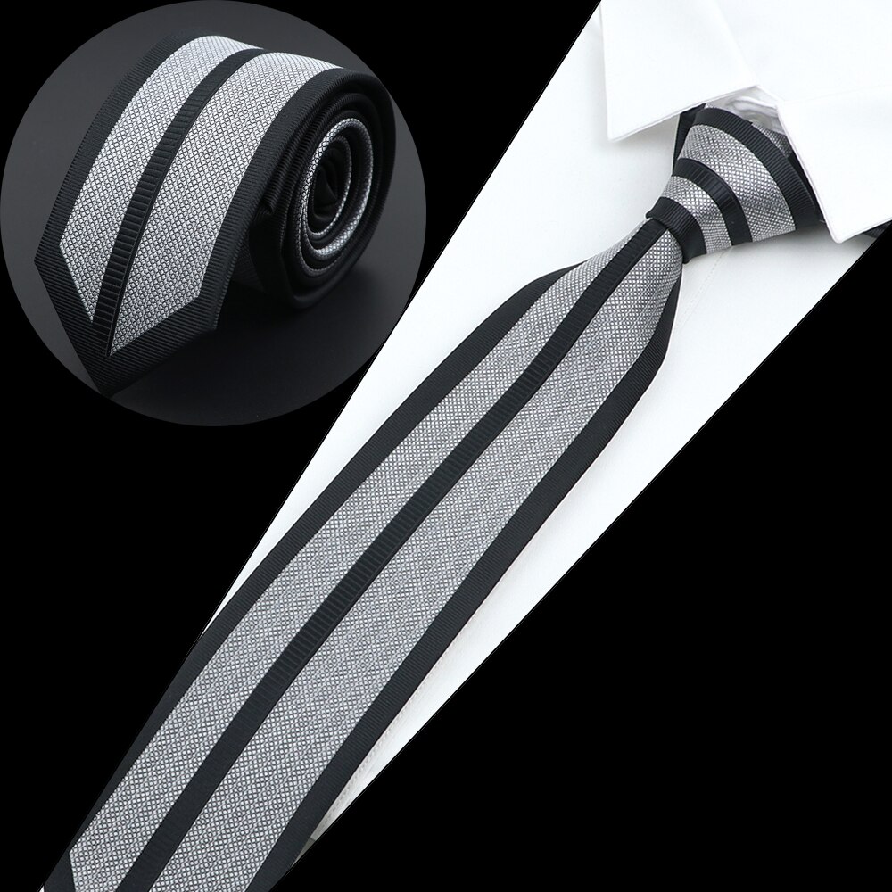 Luksuriøst herreslips jacquardvevd skinny slim 6cm svart blått blomster paisley-slips bankett festskjorte: Melkehvit