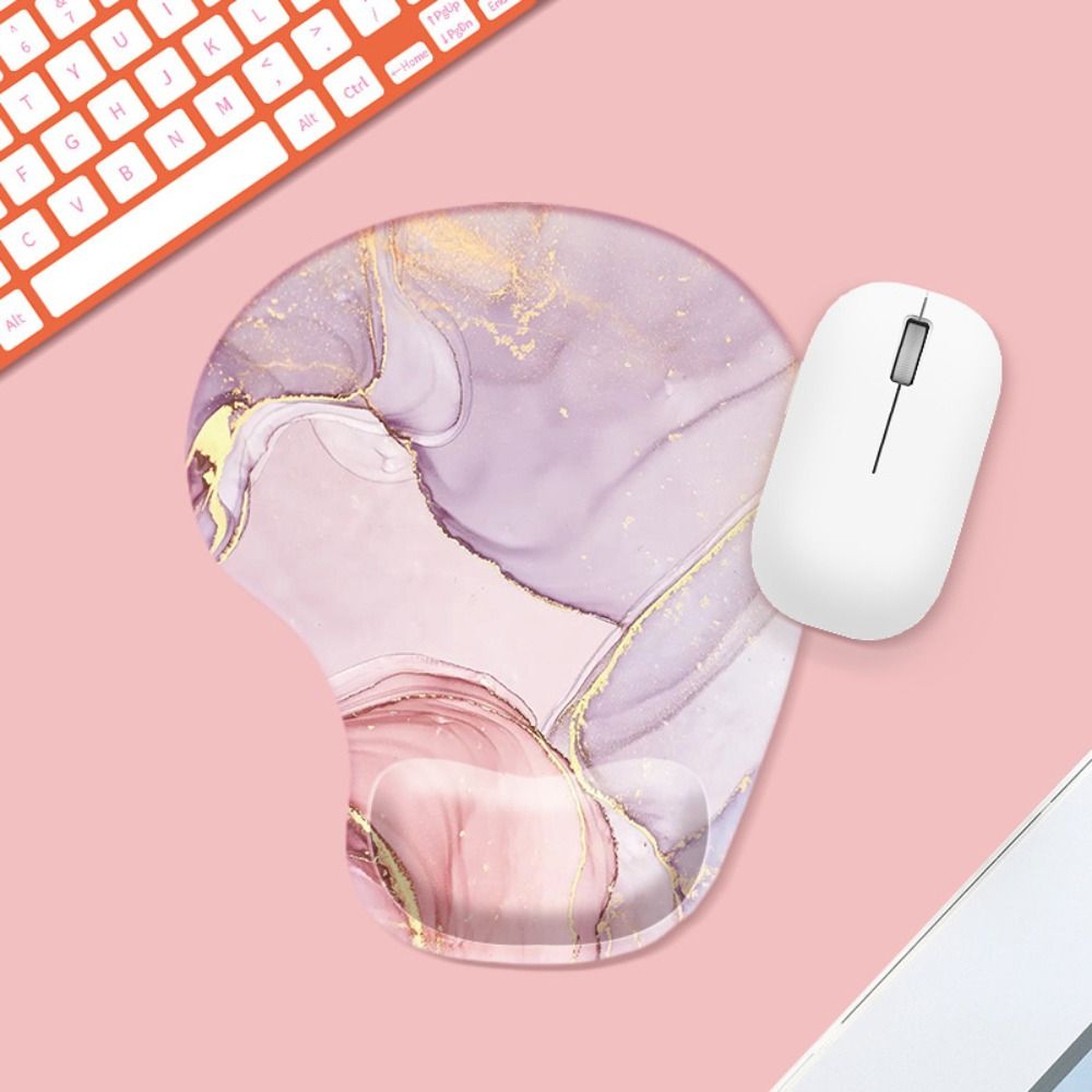 Comfortable Cartoon Series Wrist Rest Mouse Pad Marbled Texture Hand Support Mouse Mat Oil Painting Non Slip Gaming Mousepad: beige white