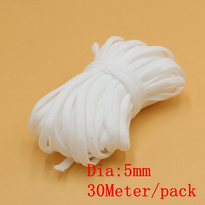 Banda elástica para mascarilla, banda de goma para colgar en la oreja, accesorios DIY, 3/5mm, 5/10/30m/paquete: 5mm  30 Meter