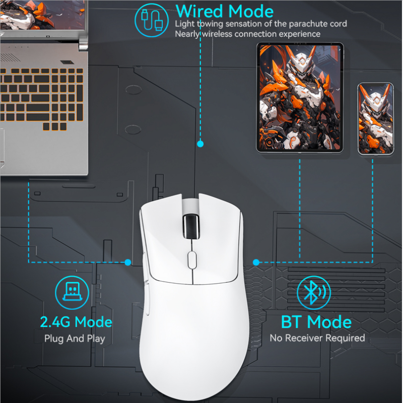 R1 Wireless Gaming-Maus, 18000dpi,1000Hz, Tri-Verbindung, paw3311, Makromaus