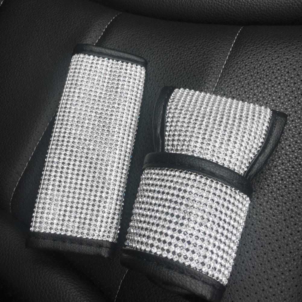 Full Diamond Crystal Car Gear Shift Collar Cover Glitter Rhinestones Auto Shifter Hand Brake Covers Car Interior Accessories