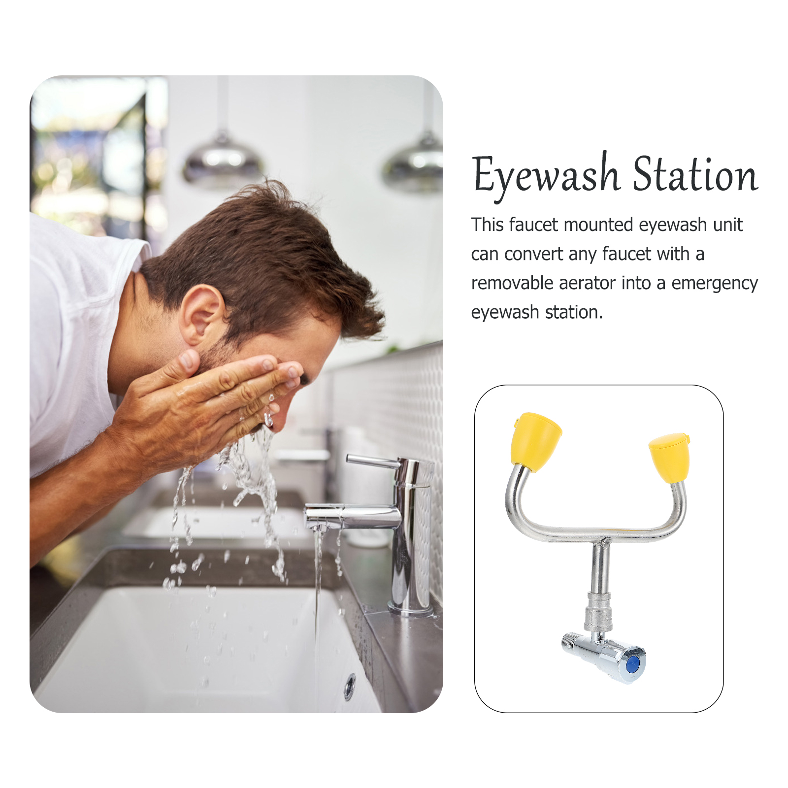 Emergency Eye Wash Unit for Sink Attachment Sink Mount Eye Flush Shower for Eyes