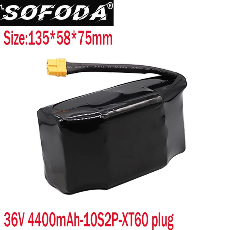SOFODA 36V 6.0AH 5.2AH 4.4AH rechargeable li-ion battery pack lithium ion for electric self balance scooter hoverboard unicycle