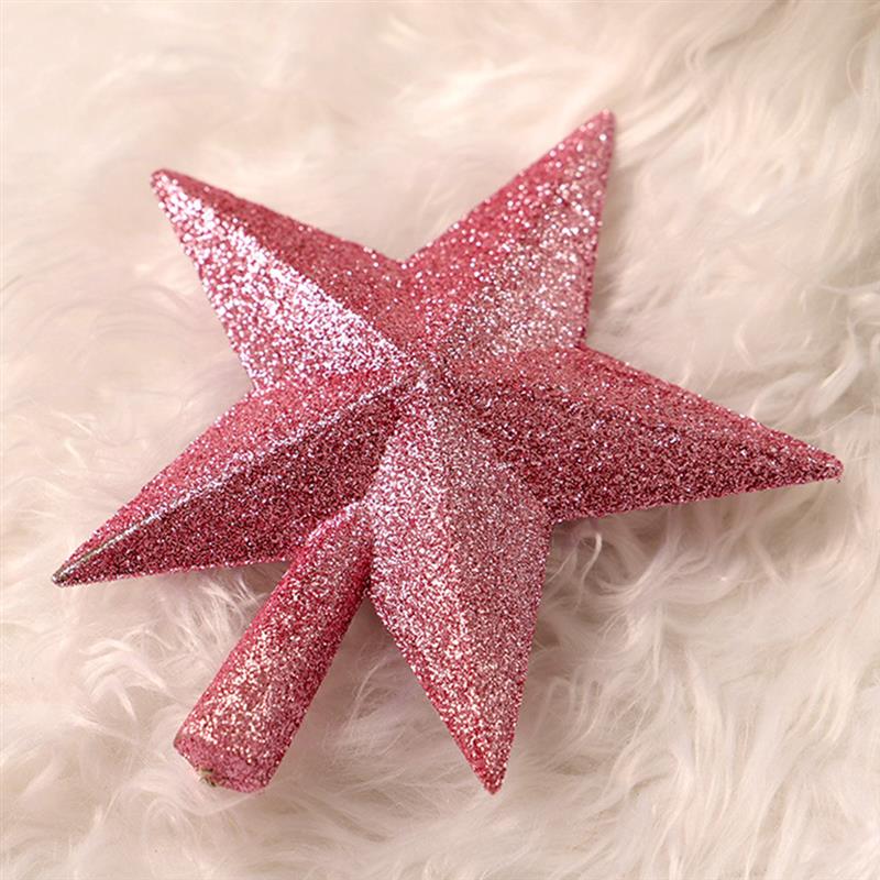 Christmas Tree Star Top Sparkle Star Glittering Hanging Decor Pink Star Christmas Tree Ornaments Xmas Decoration